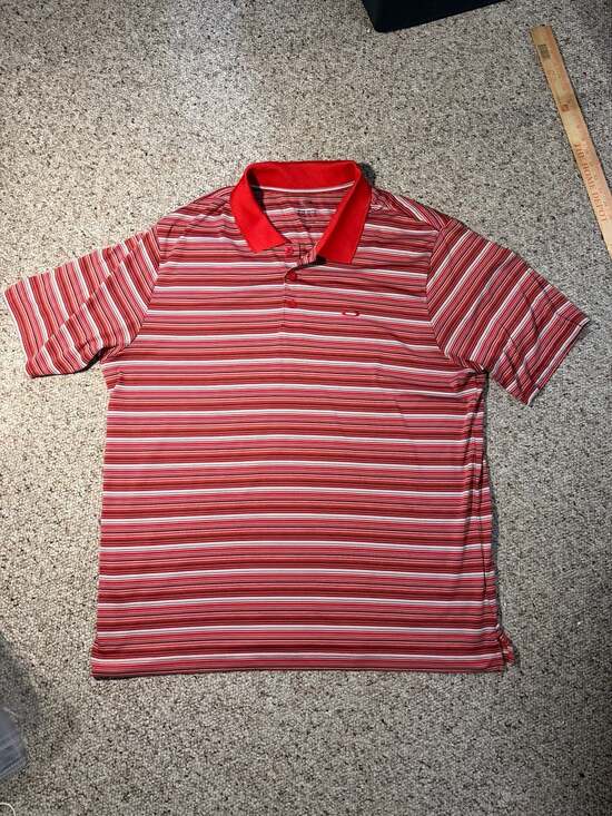 Oakley Other - Oakley Red Multi-Color Striped Performance Golf Polo Shirt Size XXL